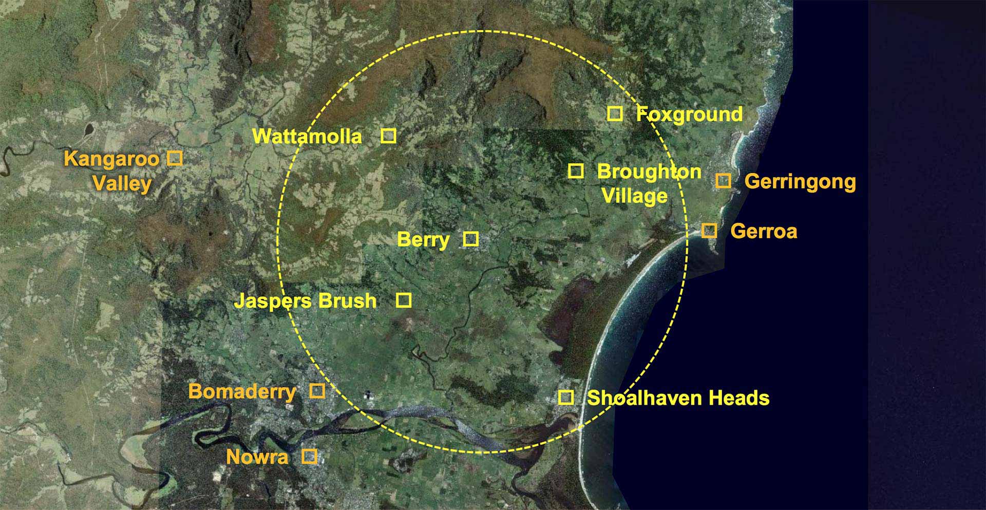 Berry District - Register Area - 10 kilometre radius